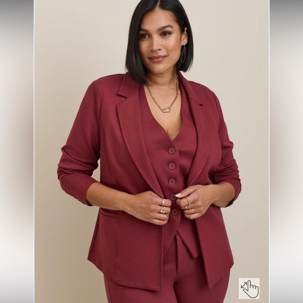 Torrid Chelsea Studio Luxe Ponte Blazer - Maroon